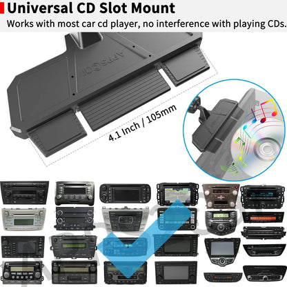 APPS2Car Sturdy CD Slot Phone Mount with One Hand Operation Medium, Black