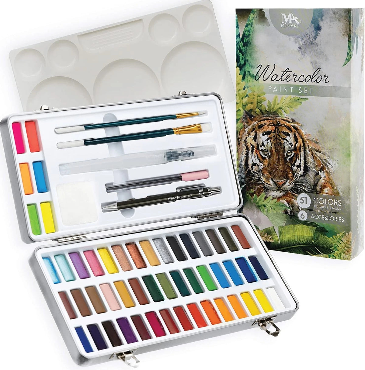 MozArt Supplies - Watercolor paint set 51 87 Piece Set, 51 Set