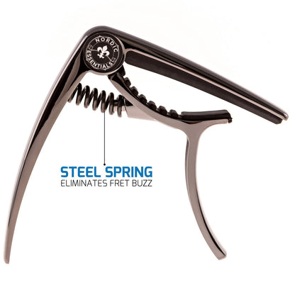 Guitar Capo Deluxe for Acoustic Guitars, Ukulele, Banjo, Sleek Metallic Black