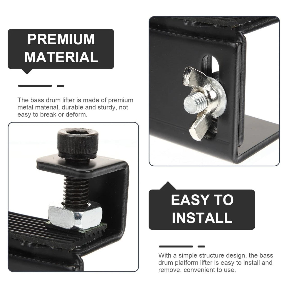 Metal Low Drum Booster - Adjustable Bass Lift for 11x9.5cm, Black