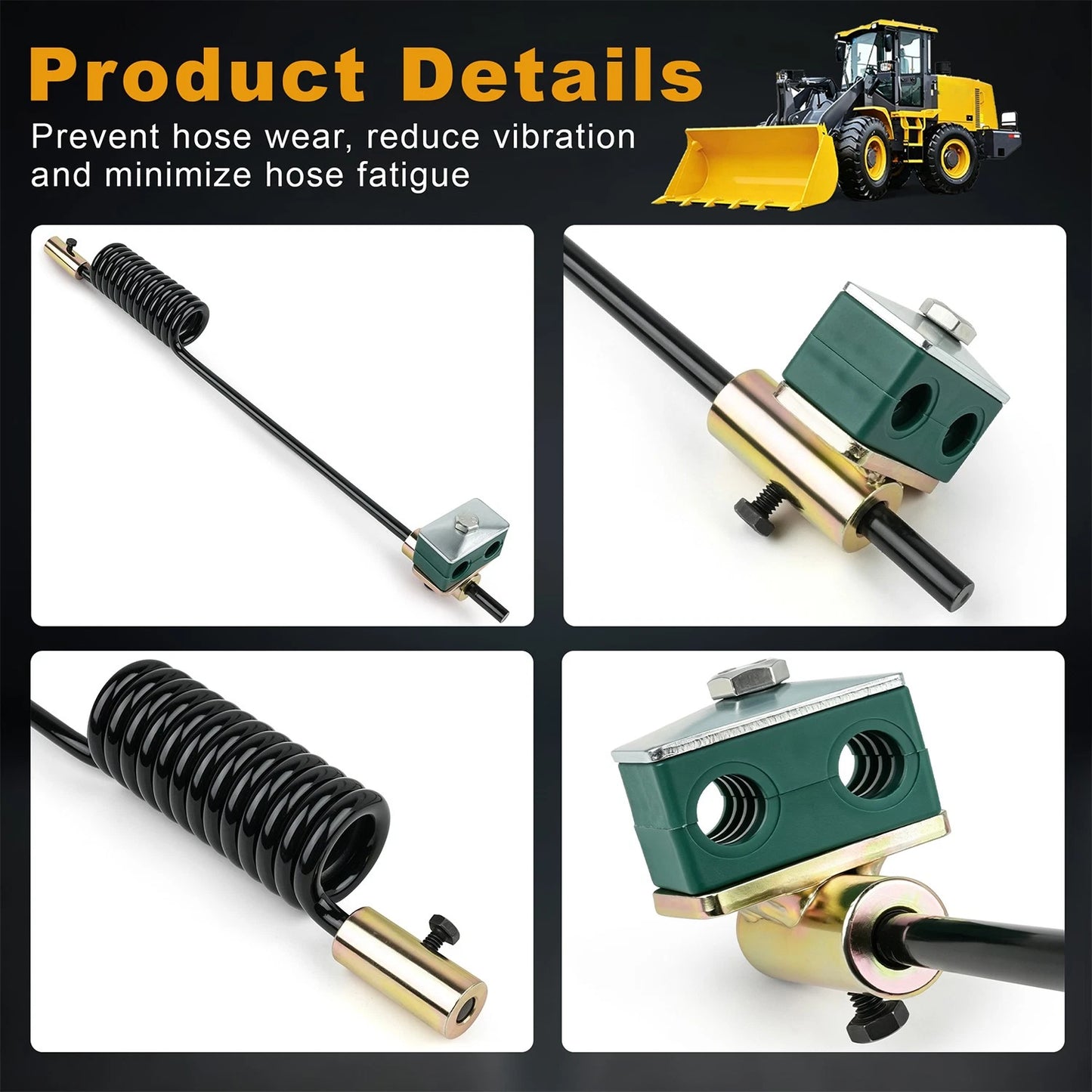 Fits 1/2" Hydraulic Hose Saver Grapple Support Spring Holder Skid Steer Tractor