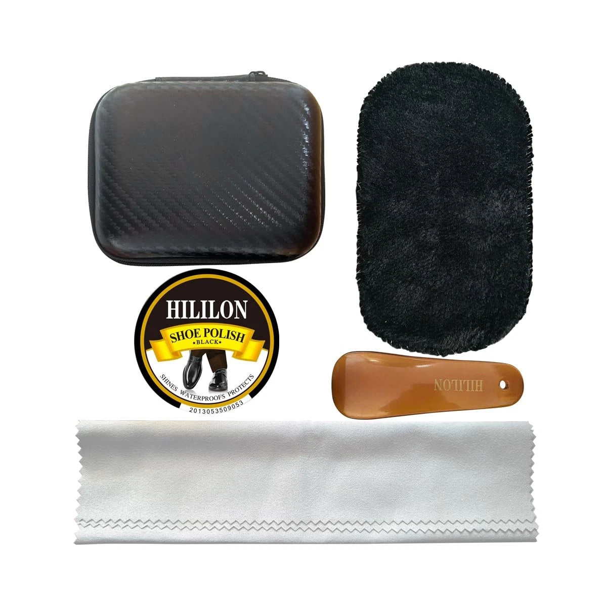 HILILON Black Shoe Polish Kit for Men - Portable Shine Set 0.16kg,