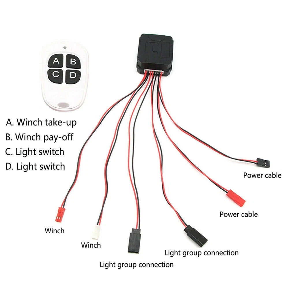Electric Winch Remote Controller Light Group Switch For TRX-4 SCX10 D90 1/10 RC
