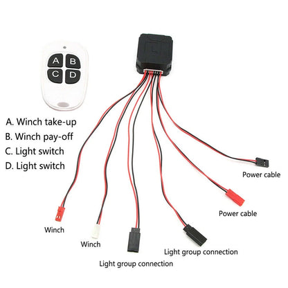 Electric Winch Remote Controller Light Group Switch For TRX-4 SCX10 D90 1/10 RC