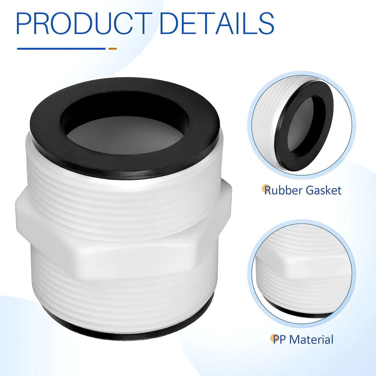 1.5" Pool Hose Adapter, Connector Compatible 1.5 inches, White