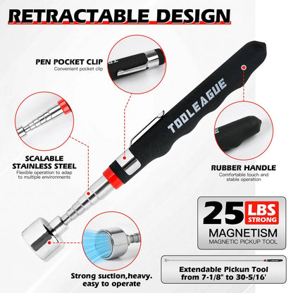 TOOLEAGUE 1Pc Magnetic Tool Mat with Pickup Tool, Black and Red