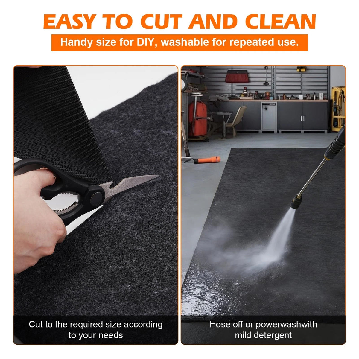 Grefinity Garage Floor Mat，8.2’x 22' Oil Spill Mat 8.2’x 22', Charcoal Gray