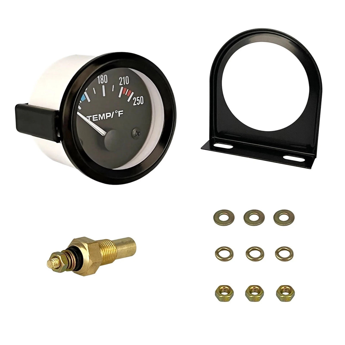Water Temperature Gauge 52mm 12V 100-250F Mechanical Pointer Universal for Boat