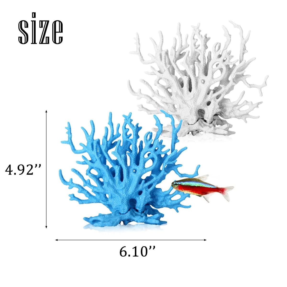 TkoYuHm 2 Pack Artificial Coral Reef Decor for Aquarium Blue and White