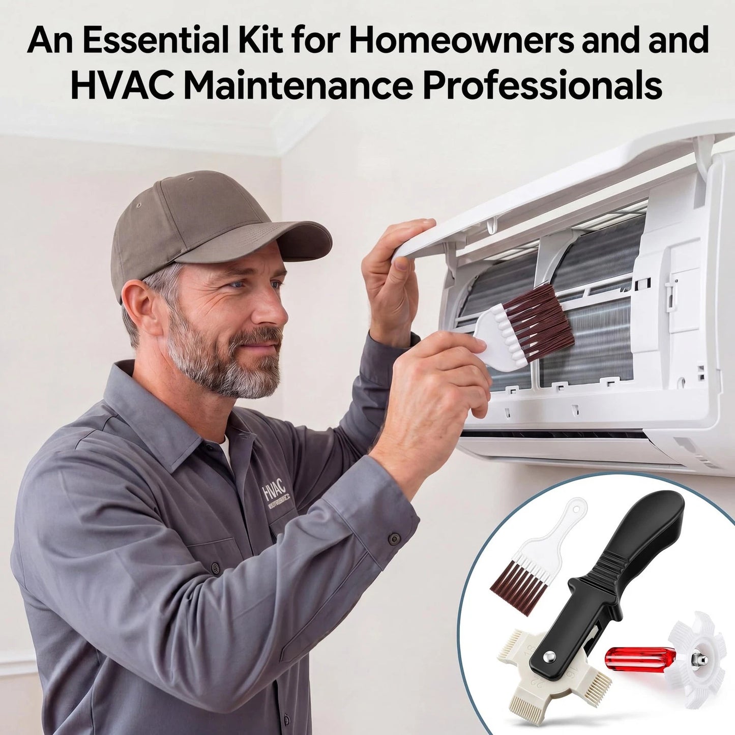 Dunkive AC Fin Comb Set with 2 Straighteners and Coil Cleaning Brush,...