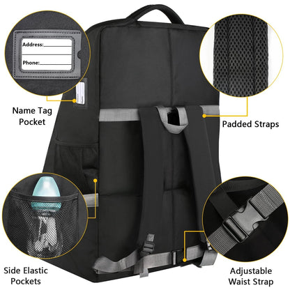 YOREPEK Padded Car Seat Travel Bag Backpack 28x18x18 Inch (Pack of 1), Black
