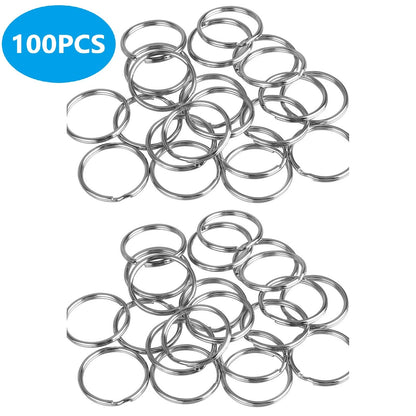 100PCS Key Rings 1 Inch Metal Keychain Flat Rings Split Keyring Accessories