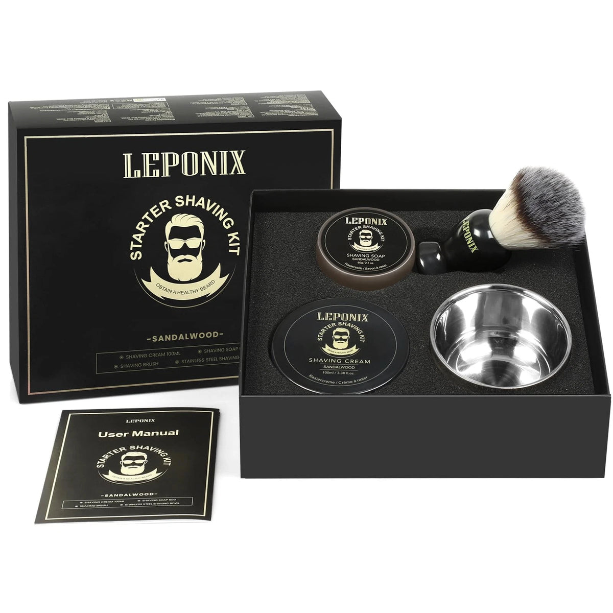 Mens Shaving Kit, The Ultimate Secret Santa Gift 1 Ounce (Pack of 4), Black