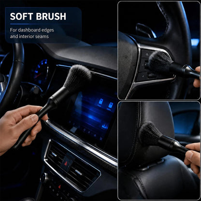 7PCS Car Detailing Brush Set, Ultra Soft Boars Bristles Interior...