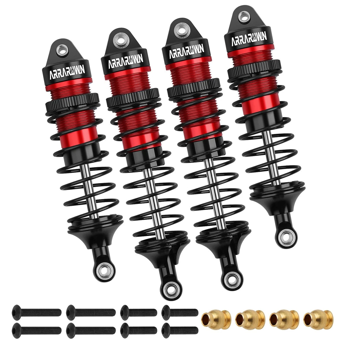 4PCS 1/10 RC Car Shocks Front & Rear Shock Absorber Damper Medium, Black Red