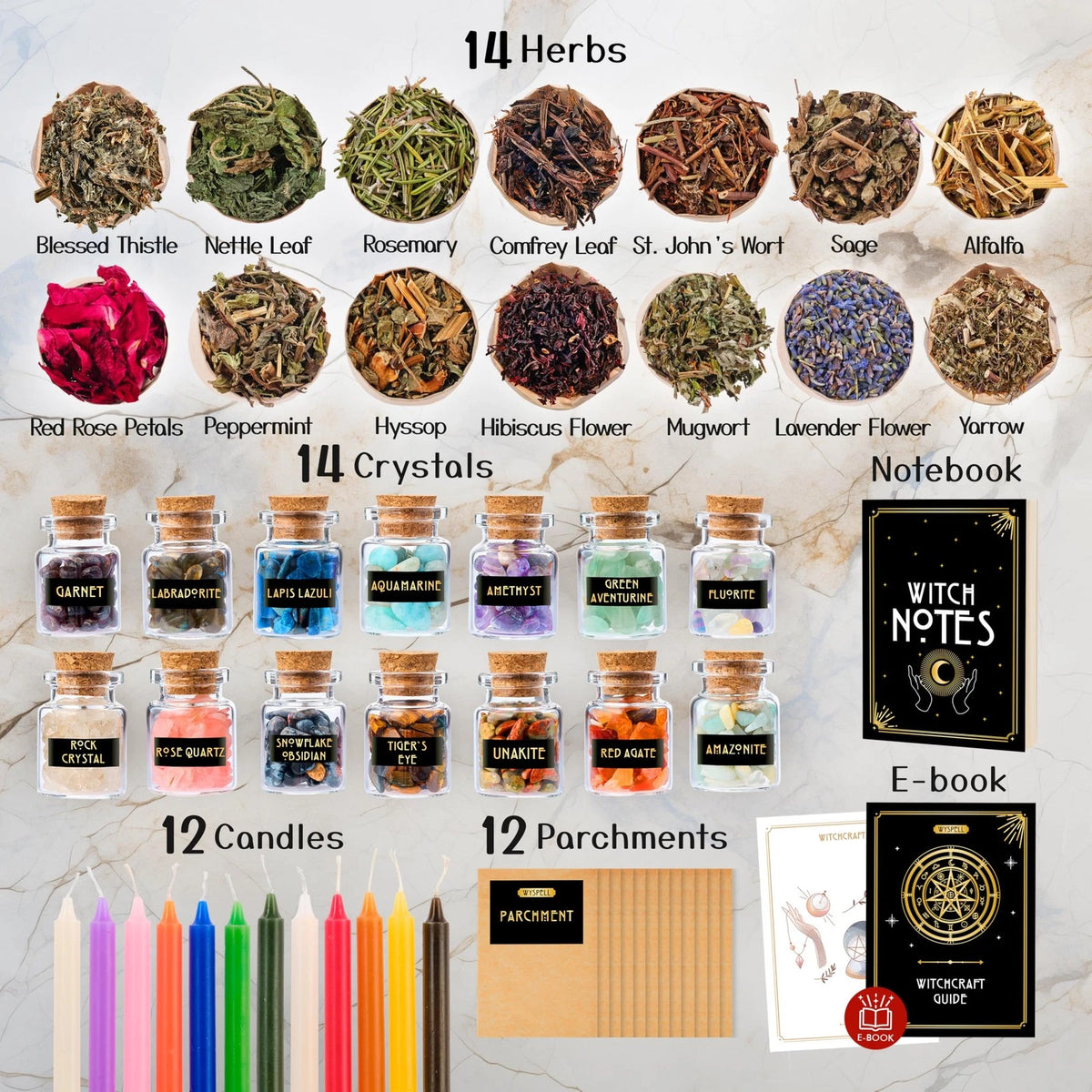 Wyspell Witchcraft Supplies Kit - 54PCS - Kit, Multicolor