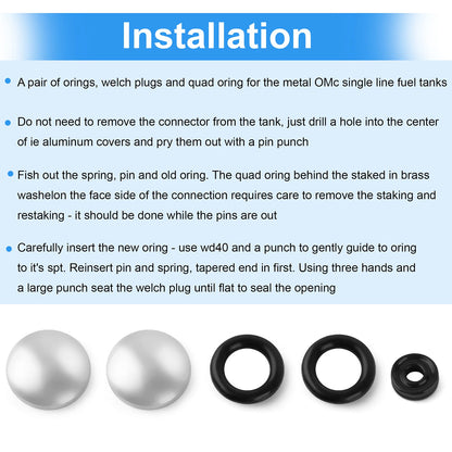 For Johnson Evinrude OMC Single Line Fuel Tank Repair Kit(303405, 322598,332488)