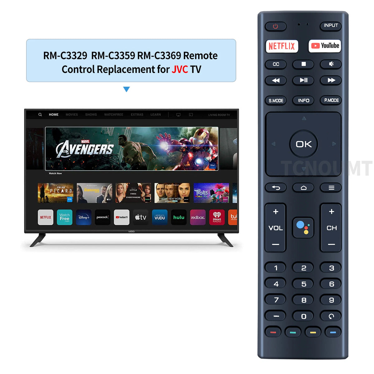 Remote Control For JVC RM-C3329 RM-C3359 RM-C3369 Smart 4K UHD LCD HDTV