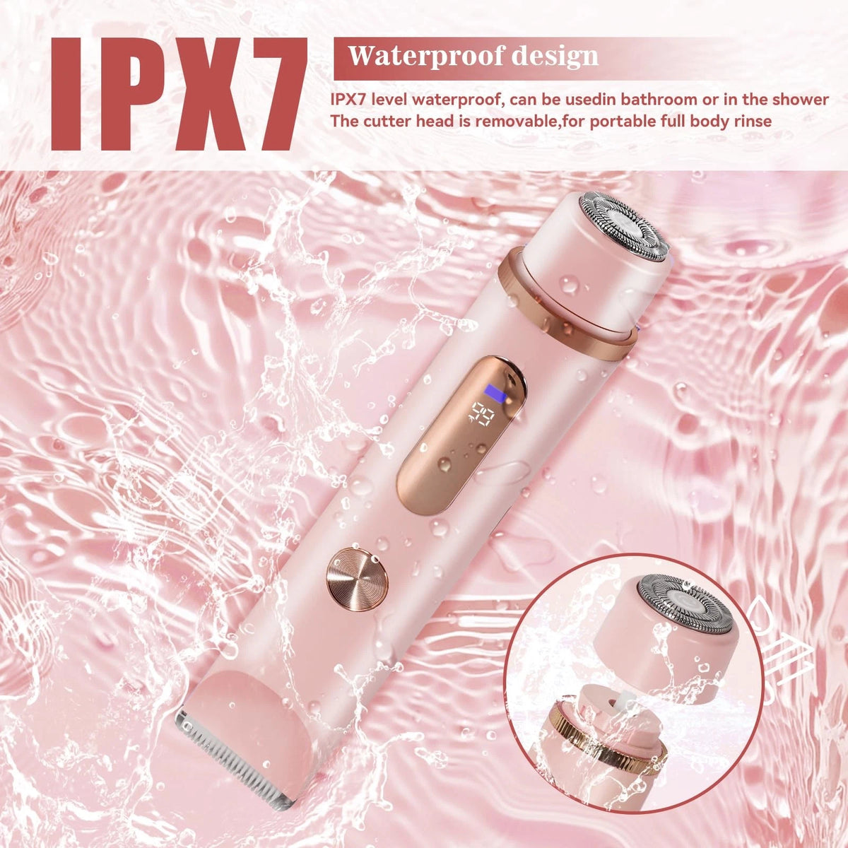 Bikini Trimmer for Women 2in1 High Power Epilators Hair Removal Pink