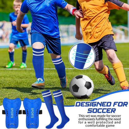 Syhood Soccer Shin Guards and Socks for Toddler Kids Youth, M Size, Blue