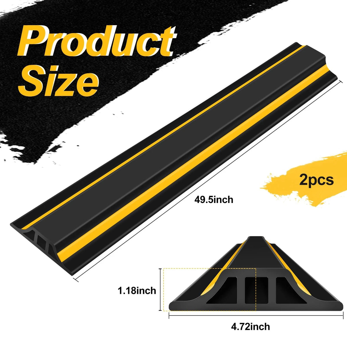2 Pcs 1.25" High Universal Garage 8'3" x 4.53" x 1.25", black and yellow