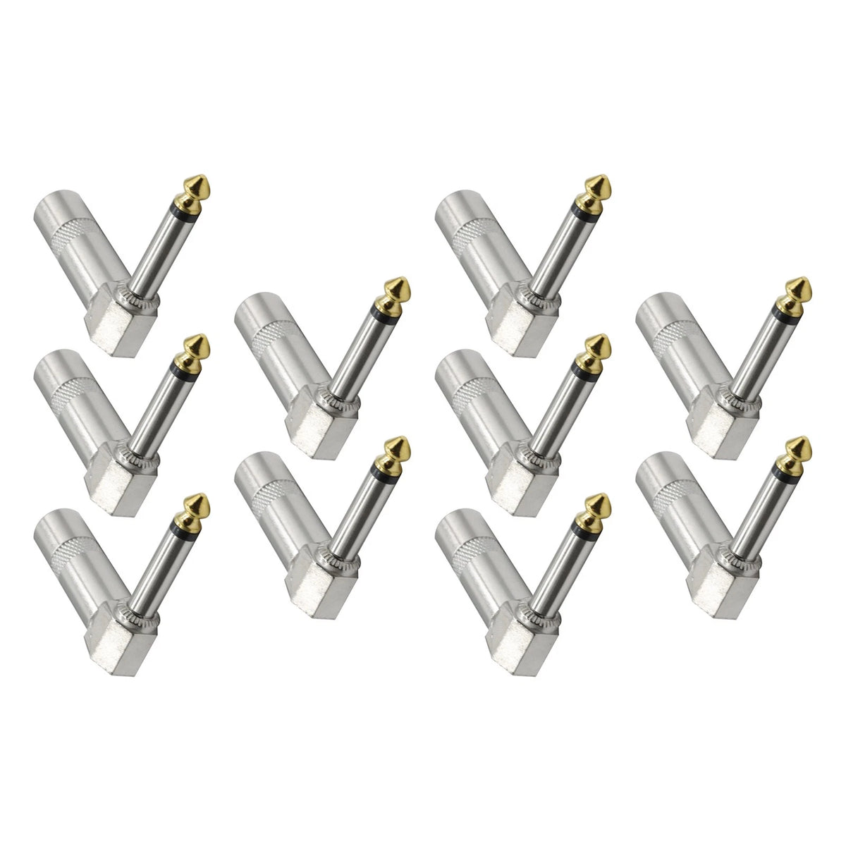 10PCS 1/4 TS Right Angle Mono Phone Plug For Universal 6.35mm Compatibility