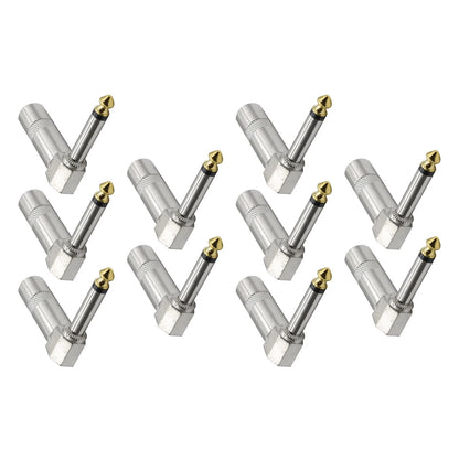 10PCS 1/4 TS Right Angle Mono Phone Plug For Universal 6.35mm Compatibility