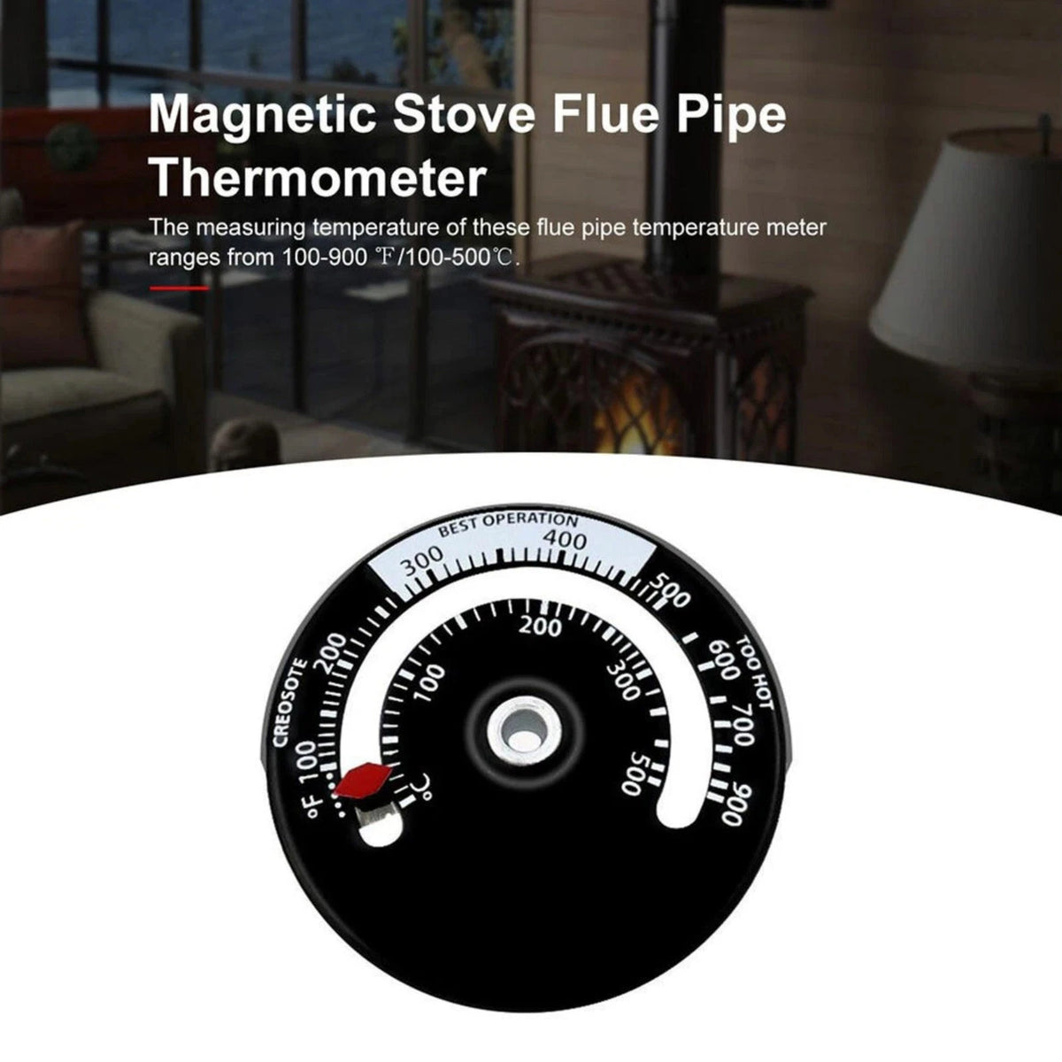 2pcs Stove Pipe Temperature Gauge Magnetic for Wood Burning Fireplace Monitor