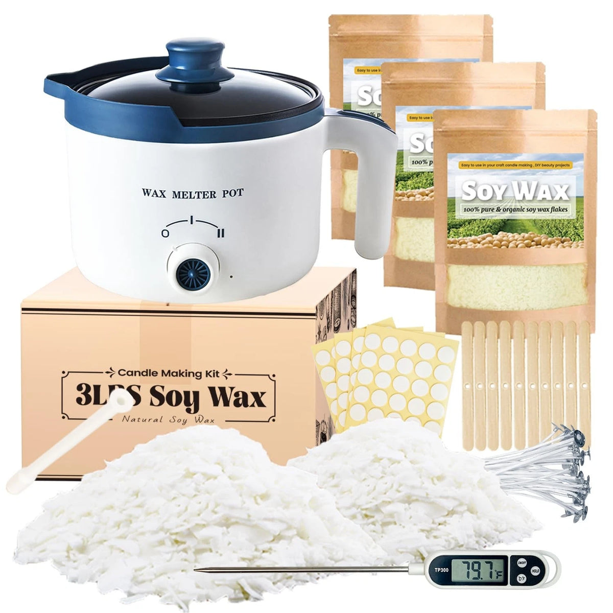 Soy Wax for Candle Making Kit - DIY Melting Pot 5pcs, white