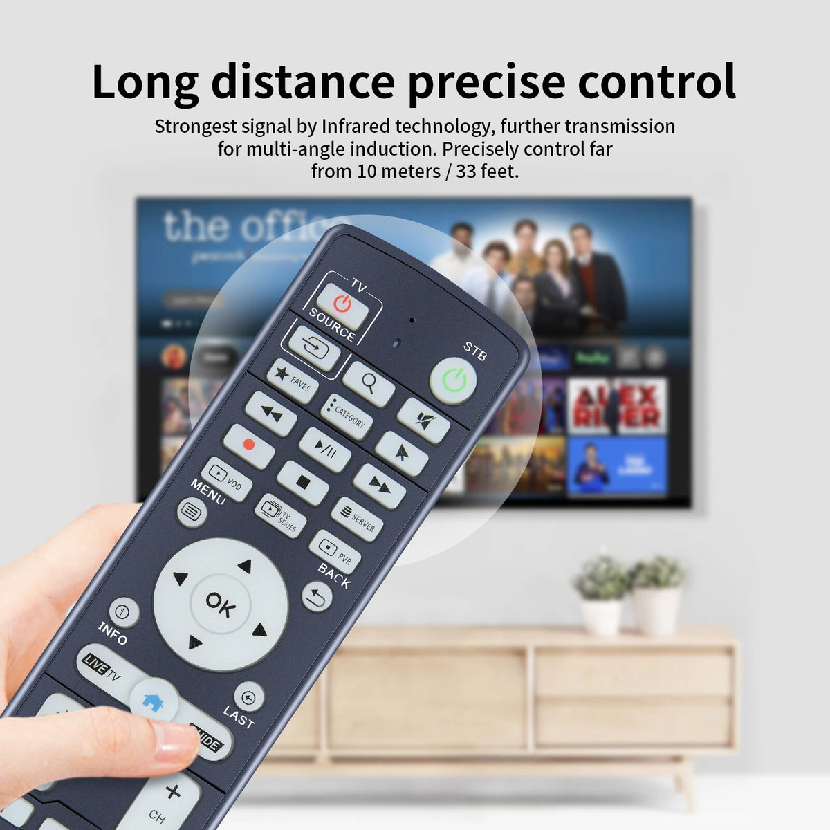IR-100L Generic Replacement Compatible with BUZZ TV Set Top Boxes XR4000 XRS4500