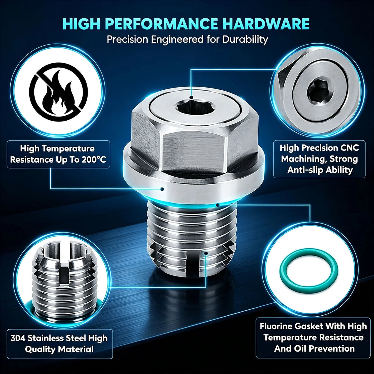 Steel Self Tapping M14.1-1.5 Oversize Piggyback Oil Drain Plug Thread Repair Kit