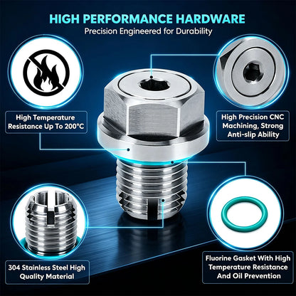 Steel Self Tapping M14.1-1.5 Oversize Piggyback Oil Drain Plug Thread Repair Kit