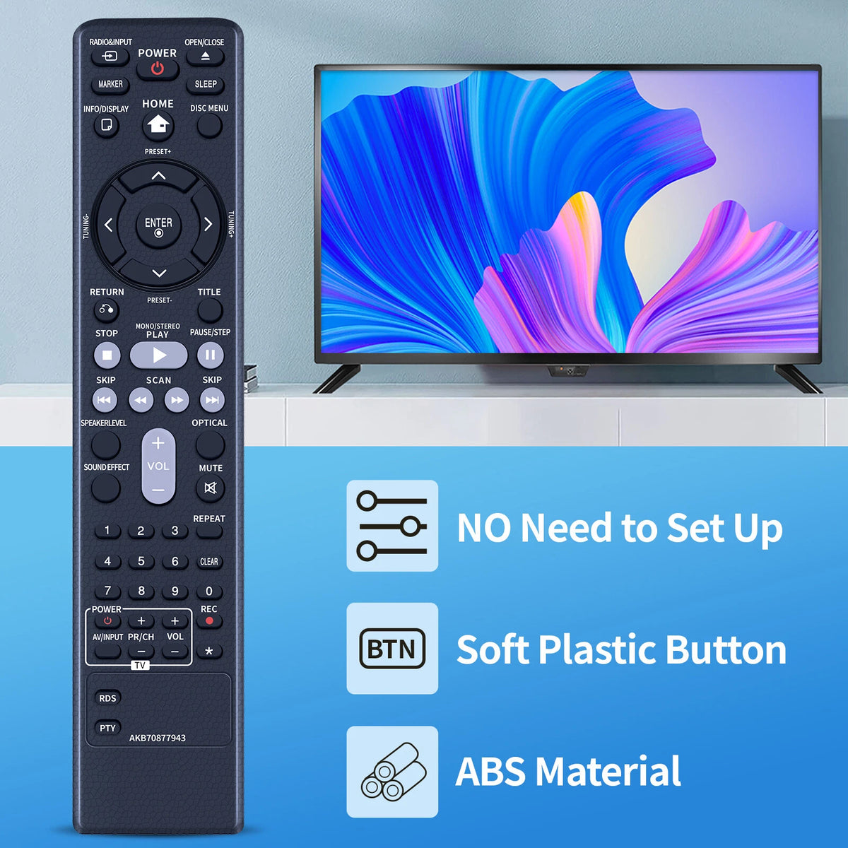 AKB70877943 Remote Control For LG DVD Micro Hi-Fi System FB166 FB165DAB
