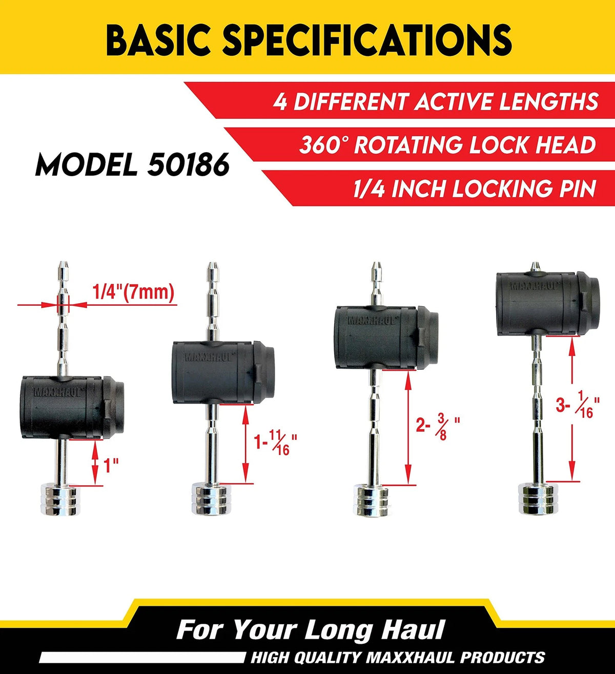 MaxxHaul Trailer Tongue Coupler Lock - Adjustable Pin, 1/4"...
