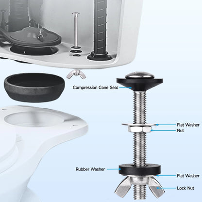 Toilet Tank to Bowl Bolt & Gasket Kit, 304 Stainless Steel Bolts, black