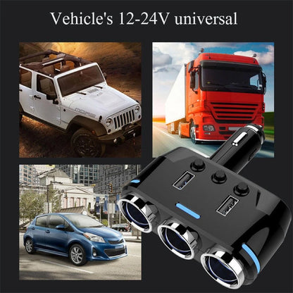 12V-24V Power Adapter Cigarette Lighter Socket Splitter Dual USB Car Charger