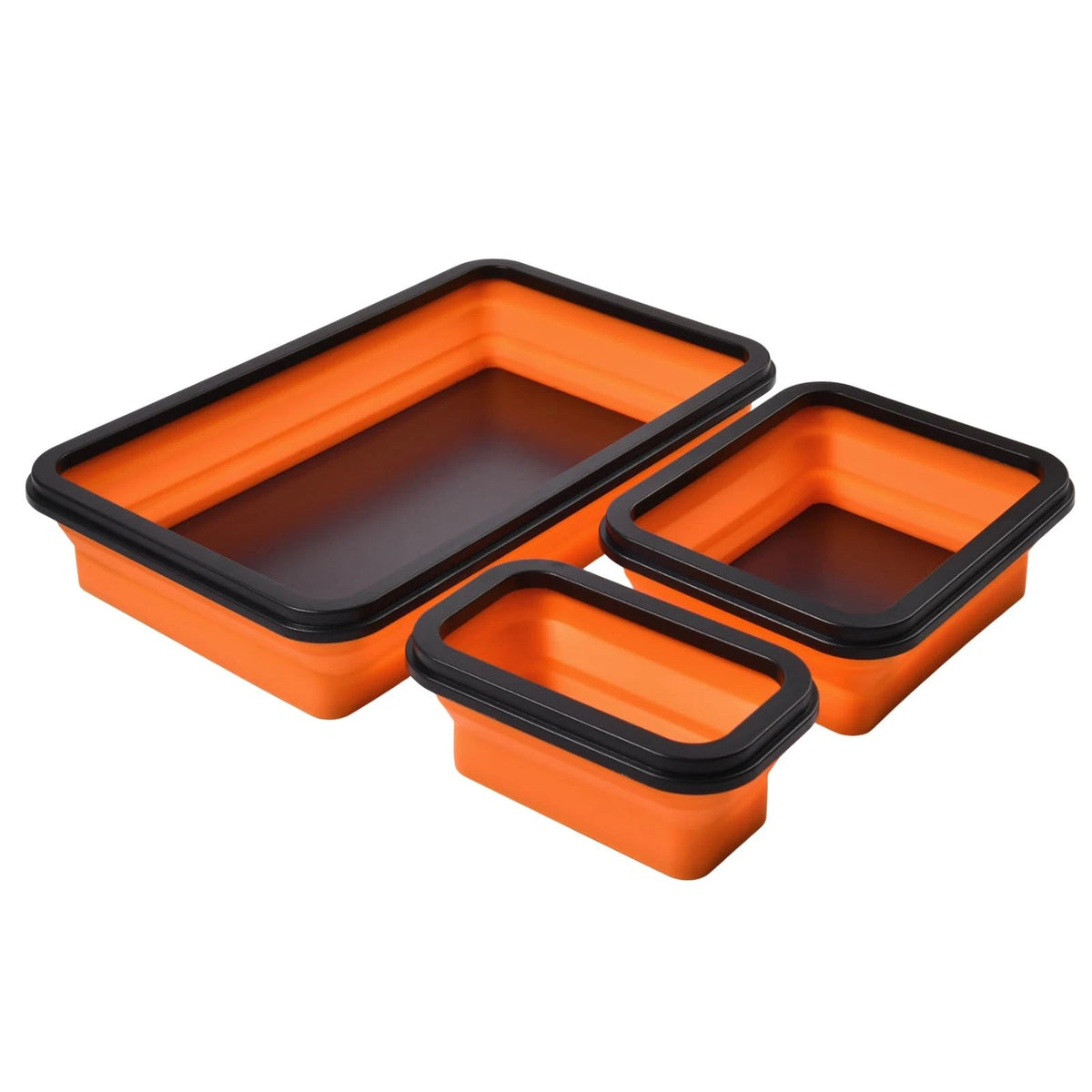 LEONTOOL Collapsible Magnetic Parts Tray Set of 3 Sizes - Foldable Silicone...