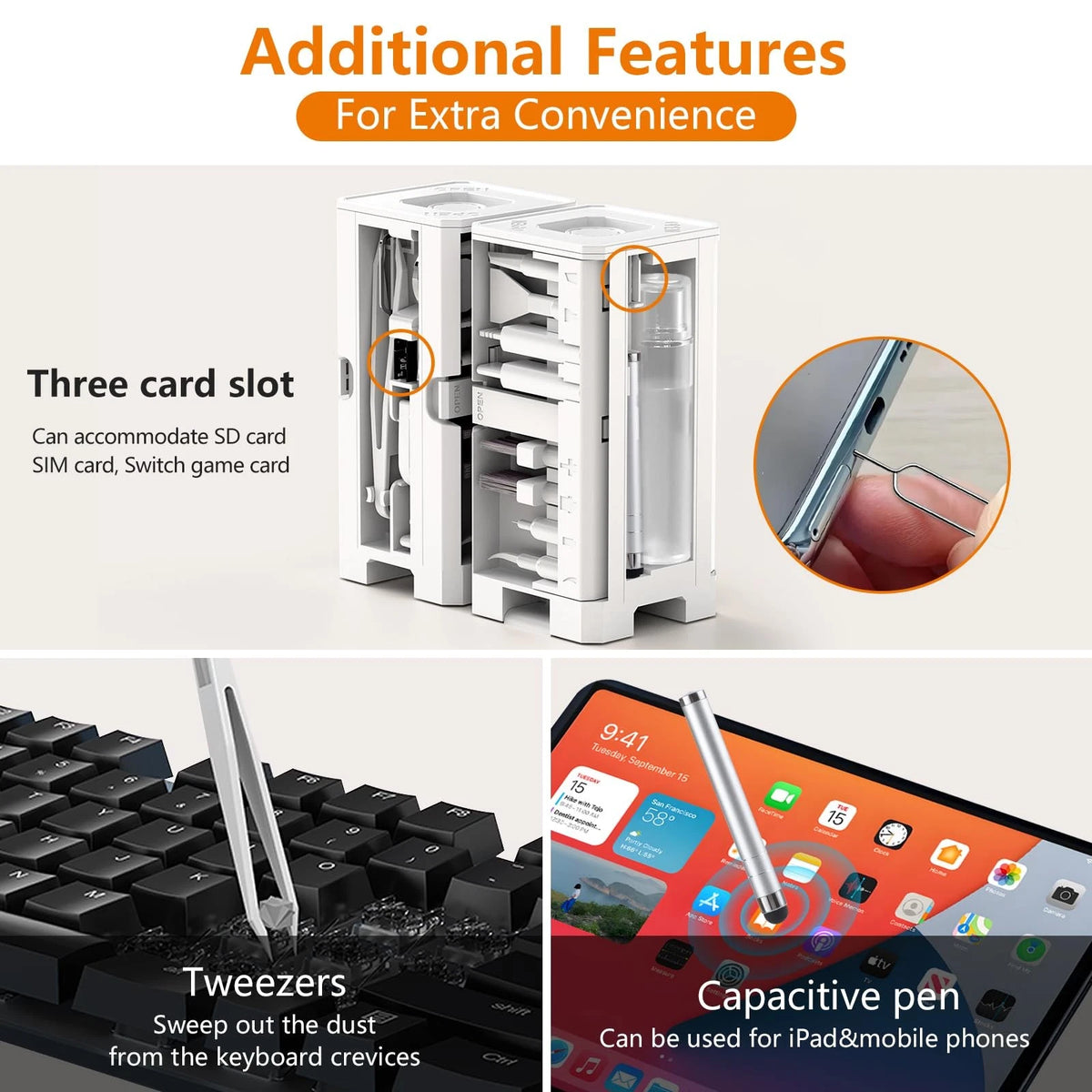 GintaXen 32-in-1 Cell Phone Cleaning Kit for iPhone/Android, White (Base)