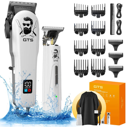 GTSPro Hair Clippers for Men, and Trimmers Set, Barber Human-white