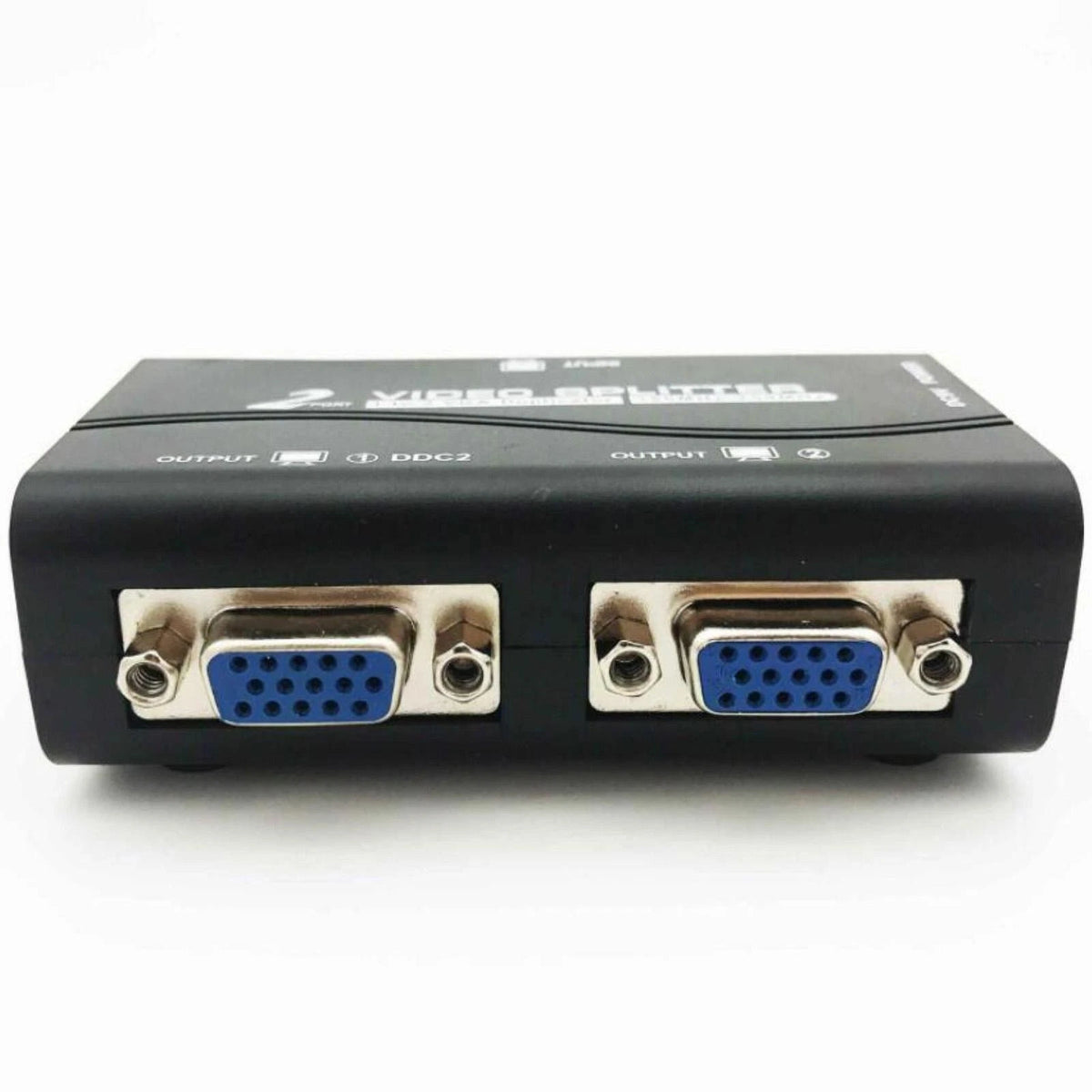 1 PC to 2 Monitor 2 Port VGA SVGA Video LCD Splitter Box Adapter w/ Power Cable