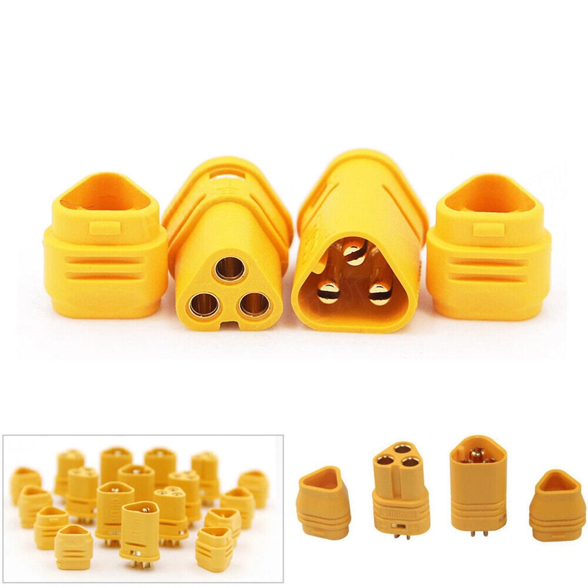 5Pairs MT30 Male + Female 3 Pin Gold Plated Connector Adapter 15A Plug Set