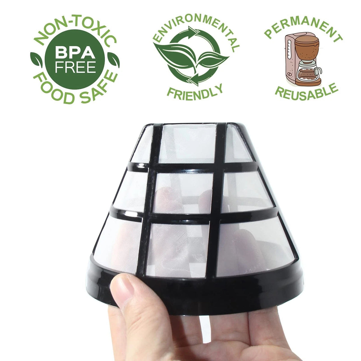 Cestlaive (4-Pack) No.4 Cone Reusable Replacement Coffee Maker #4, Black