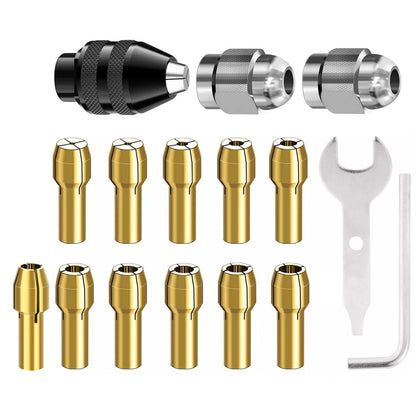 16PCS Drill Chuck Collet Set for Dremel perfect for light-duty accessories