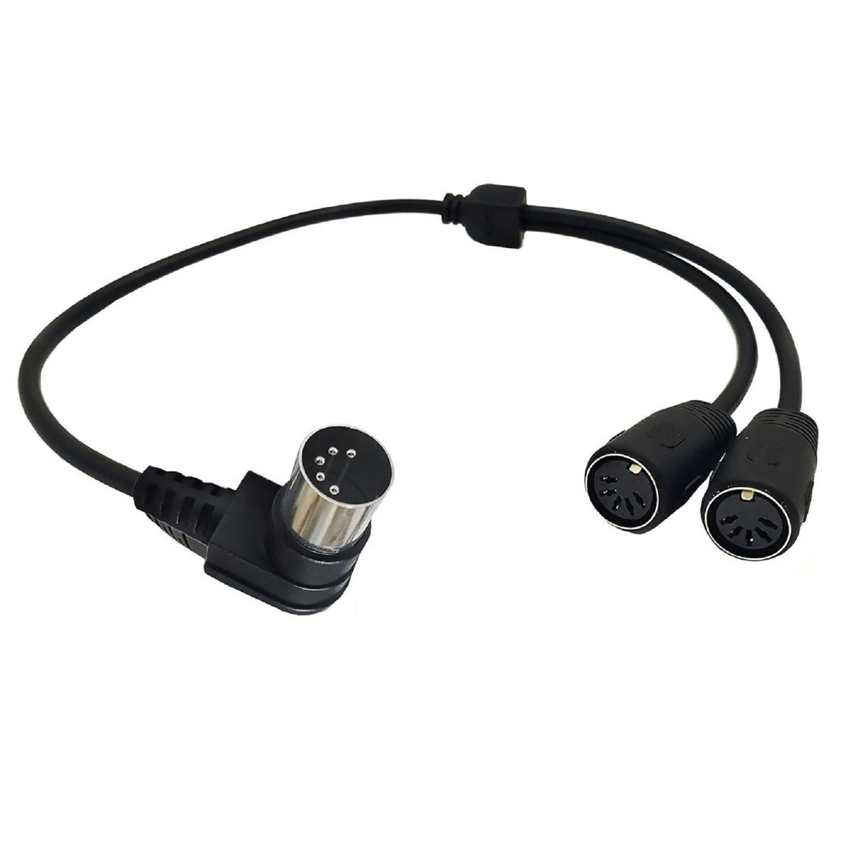 5 PIN MIDI DIN Male Right Angle Plug to 2 Female Socket Y Splitter Adapter Cable