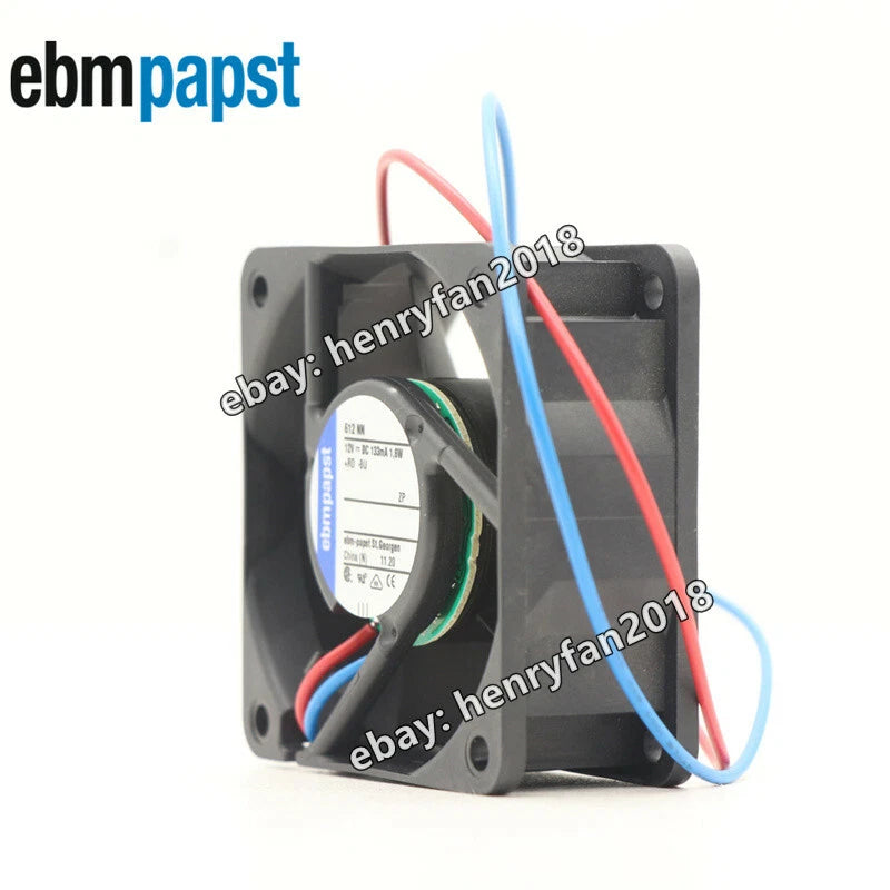 Ebmpapst 612NN Axial Fan DC 12V 133mA 1.6W 40m3/h 5000RPM 60*60*25MM Cooling Fan