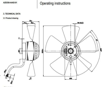 ebmpapst A2D250-AA02-01 axial fan  AC 230/400V For Siemens spindle motor fan