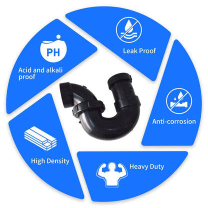 Lesso ABS Adjustable P Trap1 1/2 Inch for RV Drain Bathroom 1-1/2 Inch, Black