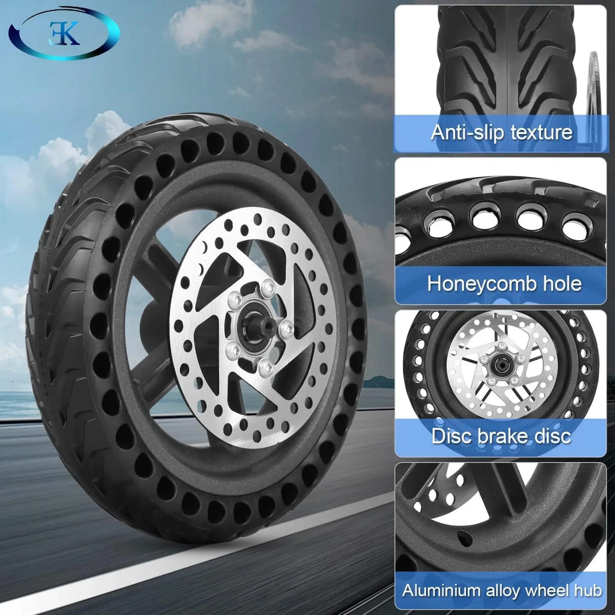 ELKATECH | Gotrax Wheel replacement and Xiaomi M365 electric 8.5 inch, grey