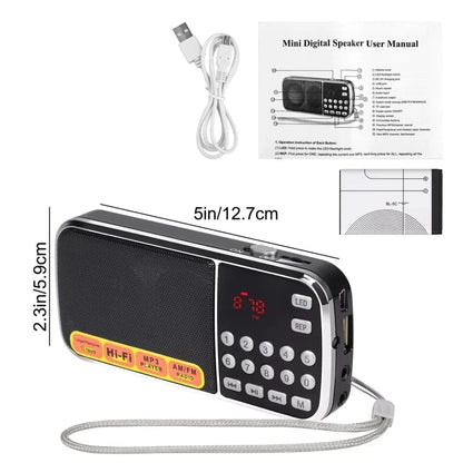 Portable Radio AM FM Digital Screen uses a rechargeable BL-5C lithium battery