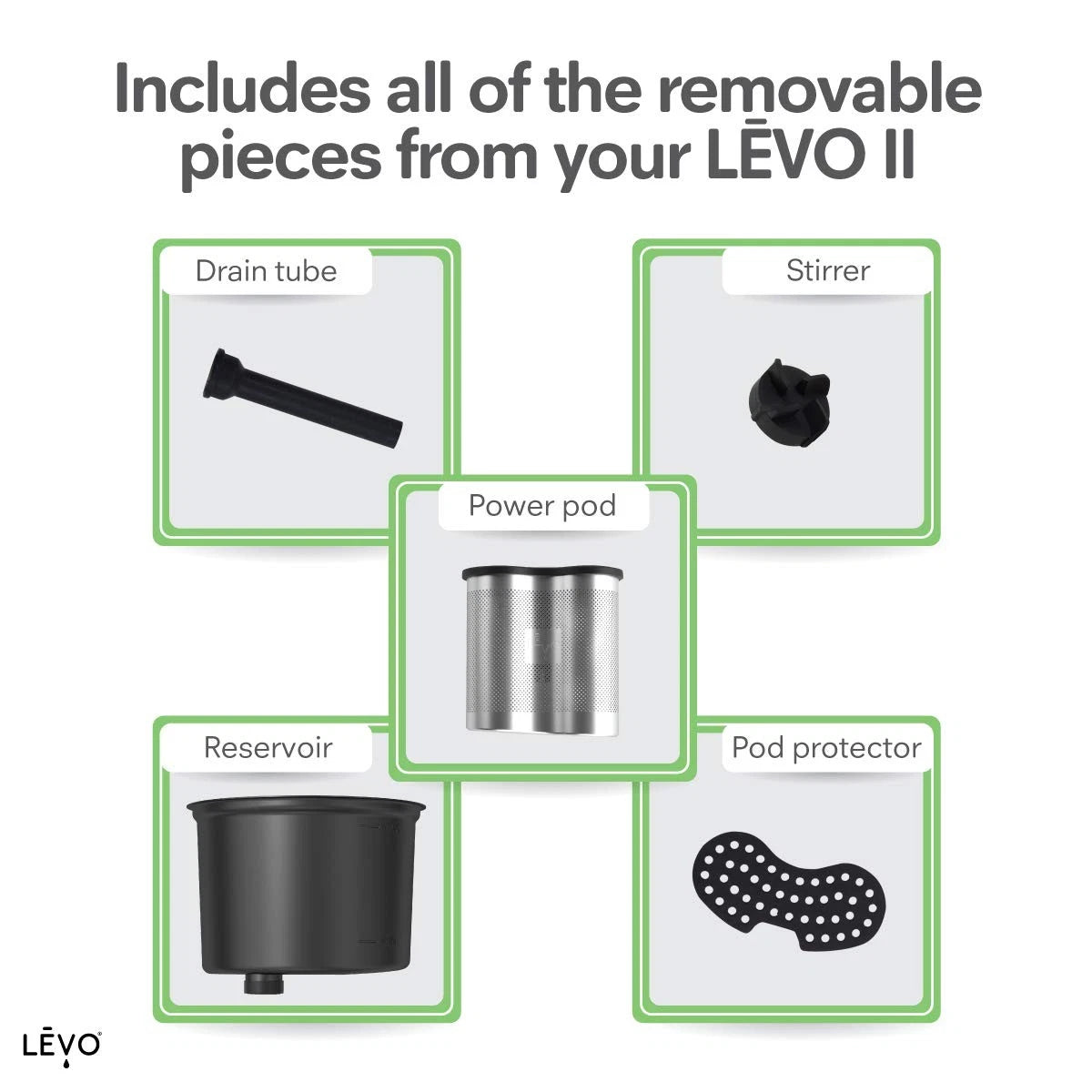 LĒVO II Spare Parts Kit - Includes Power Pod Herb Basket, Silicone Pod...